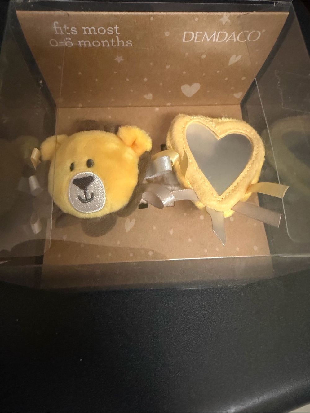 Demdaco Yellow Lion Wrist Rattle & Heart Mirror Set